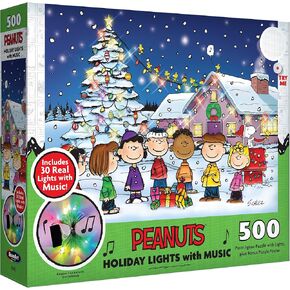 RoseArt - Peanuts Holiday Lights and Music - 500 Piece Jigsaw Puzzle