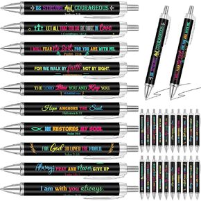 50 Pcs Bible Verse Ballpoint Pens Christian Christmas Pens Gift Inspirational Quotes Pens Funny Ballpoint Pens Retractable Ink Pens for Women Men Colleague Coworker Office(Fresh Flower)