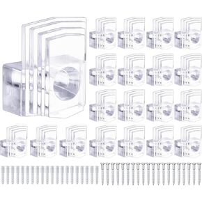 Difenni Mirror Holder Clips 1/4 in Clear Plastic Mirror Holders Mirror Mounting Clips Mirror Hanging Hardware Clips for Wall Frameless Heavy Duty Mirror Mirrors Retainer Clips Screws Kit (20 Pack)