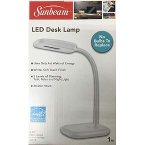 SUNBEAM Flexible Neck LED Desk LAMP Adjustable Light Energy Star Black