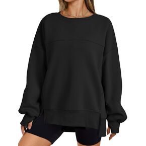 Trendy Queen Womens Side Slit Sweatshirts Casual Oversized Crewneck Long Sleeve Hoodies Fall Fashion 2024 Thumb Holes