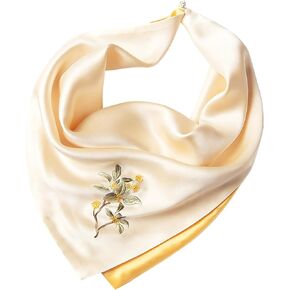 100% Mulberry Silk Scarf for Women, 2 Layer Floral Silk Scarf, Gift for Mom, Gift for Women, Gift Box and Bag