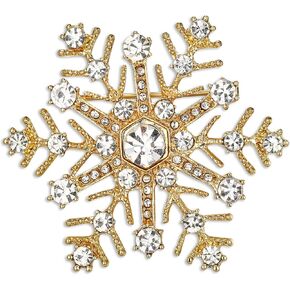 Flyonce Christmas Snowflake Brooch for Women, Sparkly Rhinestone Crystal Winter Party Corsage Broach Pin
