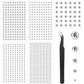 1006PCS Rhinestone Stickers Self Adhesive Gem Stickers for Crafts, 3mm/4mm/5mm/6mm/8mm Shiny Diamond Stickers for Face Makeup, Nail Art, Mobile Phone, Scrapbooking