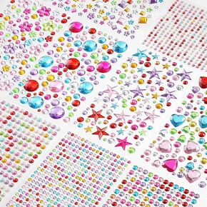TTKKYN Gem Stickers, 10 Sheets(2118pcs), Self-Adhesive, Colorful Jewels Rhinestone Stickers in Various Shapes and Sizes, Ideal for Kids' Crafts and Scrapbook Supplies