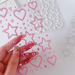 3 Sheets Rhinestone Stickers,Self Adhesive Gemstone Stickers,Heart Star Pentagram Diamond Stickers,Bling Jewels Gems Stickers for Hair Face Eye Makeup Scrapbook Crafts DIY Decoration