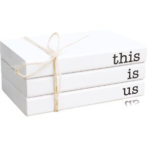 Mini Decorative Books for Tiered Tray Decor - Faux Wooden Books for Coffee Table Decoration - Farmhouse Shelf Decor - This is Us Sign