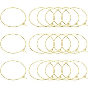 PATIKIL 30mm Wine Glass Charm Ring, 100 Pack Metal Earring Beading Hoop Open Jump Rings for DIY Jewelry Earring Making, Silver