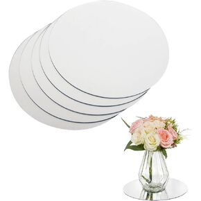 5 Pack Round Mirror Trays, 8" Round Mirror Tiles for Table Centerpieces, 1.5MM Thick Circle Mirror Plates for Wedding Party Decorations, Wall Decor, Crafts (Silver, 8")