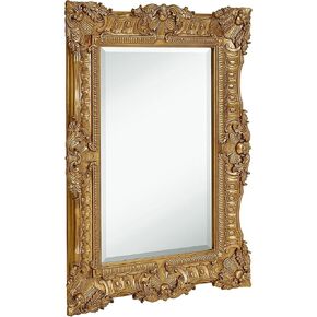 Hamilton Hills 30x40 inch Large Ornate Gold Framed Rectangular Baroque Mirror | Antique Looking French Wall Mirrors Decorative | Bedroom, Bathroom & Living Room | Vintage Oversized Hanging Mirror