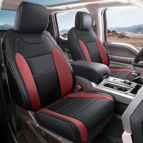Ford Mustang Seat Covers Customized Full Set Car Seat Covers 10Pcs Red and Black Leather Seat Covers 2016 2017 2018 2019 2020 2021 2023(F-Red&Black)