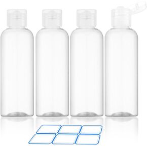 4 Pack 3.4 Oz (100ml) TSA Approved Travel Bottles for Toiletries, Leak Proof Plastic Travel Essentials Accessories with Labels