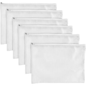 Bright Creations 6 Pack Large Cosmetic Canvas Pouch With Zipper 9 x 12, Blank Bag Organizer Purse for Travel, Toiletry, DIY Crafts