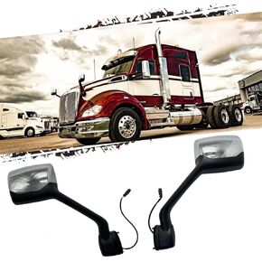 For Kenworth T680 Hood Mirror Assembly Heated 2013-2020 Peterbilt 579 587 2010-2017 One Pair Driver Side + Passenger Side (Chrome)