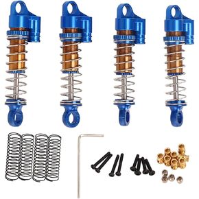 4 Pieces RC Shock Absorber, 40mm Front Rear Adjustable Upgrade Parts RC Spring Damper for FMS FCX24 1/18 1/24 Crawler Climbing Car, Modified Parts,Black,Red,Blue(Blue)