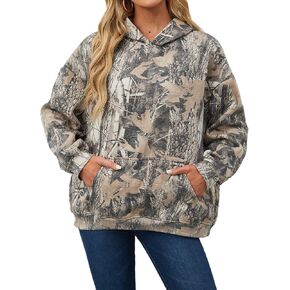 Camo Hoodie Womens Maple Leaf Fleece Hooded Sweatshirt Oversized Camouflage Hoodies For Women Trendy