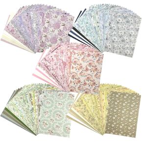 252 Pcs Vintage Floral Scrapbook Paper And Textured Paper and Label Stickers Assorted Set - 5 Pack Mixed Special Paper for Scrapbooking Planner Bullet Junk Journaling Supplies Collage 4.1x5.8 Inch
