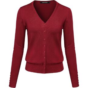 Women's Basic Solid V-Neck Button Closure Long Sleeves Sweater Cardigan in Kuwait