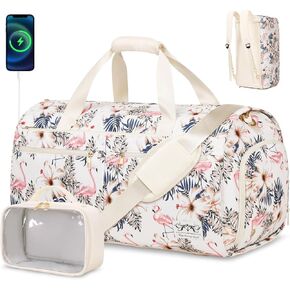 Convertible Travel Garment Bag with Backpack Strap, 3 in 1 Carry on Garment Duffle Bag, Garment Bags for Travel with Shoe Compartment USB Charging Port, Hanging Dress Suit Travel Bag for Women