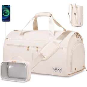 Convertible Travel Garment Bag with Backpack Strap, 3 in 1 Carry on Garment Duffle Bag, Garment Bags for Travel with Shoe Compartment USB Charging Port, Hanging Dress Suit Travel Bag for Women