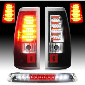 مجموعة مصابيح LED الخلفية + مصباح خلفي لشحن الفرامل الثالث مناسب لسيارة Chevy Silverado 1500 2500 3500 03-06، لـ GMC Sierra 1500 2500 HD 3500 04-06، لـ 07 Silverado وSierra Classic Smoked Lens