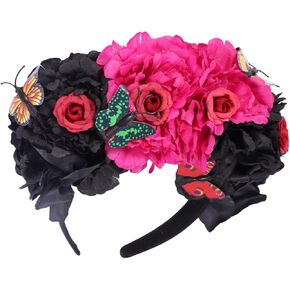Beavorty 1Pcs Halloween Rose Headband Mexican Flower Headband Women Halloween Christmas Flower Headband for Party Cosplay