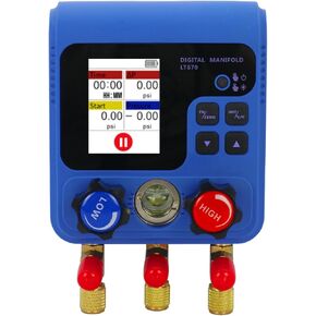 Z LT670 Digital AC Manifold Gauge Set with 92 Refrigerant Data, Dual Pressure Testing, Vacuum Leak Testing, and Backlit TFT LCD Display