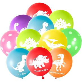 FEPITO 32 Pieces 12" Dinosaurs Balloons Dinosaur Latex Balloons for Dinosaur Party Decorations, 8 Colors