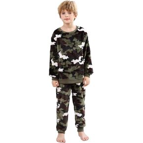 V.&GRIN Boys Fleece Pajamas, Soft Cozy Pullover Sweatshirt Pants Set for Kids 7-16 Years
