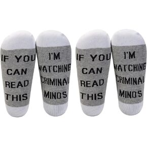 LEVLO If You Can Read This I'm Watching Criminal Cotton Socks Criminal Fans Gift (2 Pairs/Set)