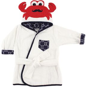 Hudson Baby Unisex Baby Cotton Animal Face Bathrobe, Mr. Crab, One Size (Pack of 2)