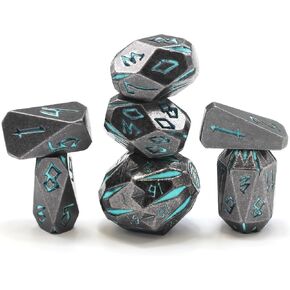 Dungeons and Dragon Dice of 7, Metal Dice Set D&D Polyhedral DND Dice Set with Cardboard Box Unique Cool Stonehenge Theme RPG Dice for Role Playing Games Gifts (Blue)