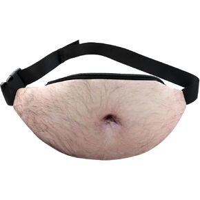 NODG Belly Fanny Pack Funny White Elephant Gifts for Adults Funny Gag Gifts 3D Men Beer Fake Belly Dad Bag Waterproof Waist Pack Christmas Stocking Stuffers Gift Exchange Unisex Waist Bag