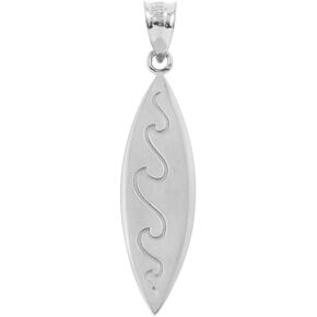 Fine 925 Sterling Silver Ocean Waves Surfboard Pendant