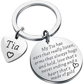 FOTAP Tia Keychain Tia Gift Tia Jewelry Aunt Gift Auntie Jewelry New Tia Gift Tia To Be Gift Aunt Gifts from Nephew Niece