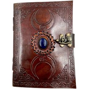 OVERDOSE Lapis Stone Journal With Brass C-Lock - Handmade Journal For Students, Office Bound Leather Journal for men & women | Sketchbook | Notebook Diary - 5 x 7 inches | 12 x 17 cm | A6