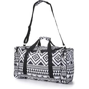Carry On Lightweight Small Hand Luggage Cabin on Flight & Holdalls (Aztec Black/White)