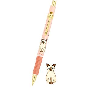 Java Naong Kitty Cat Stationery 0.5mm Gold Mechanical Pencil 1PC : 4 Colors (Pink)