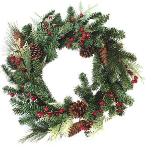 XW18188 Wreath Holiday Décor, Green, 18-Inch