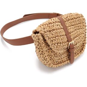 Surell Straw Handbag - Small & Lightweight Summer Beach Bag for Women - Hands Free Waist Bag - Handwoven Bohemian Style Beach Bag for Parties & Casual Summer Events - Fanny Pack