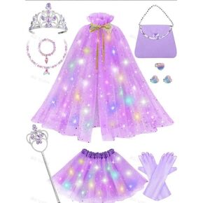 Light Up Princess Dress Up Clothes for Girls Aged 3 4 5 6, Toddler Princess Cape, Girl Costume Gift for Birthday Party