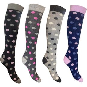 Set of 4 Pairs of Women's Knee High Cotton Socks, Soft and Stylish - Made in Italy One Size