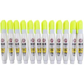 12 Pc Set Neon Yellow Super Met-Al Fine Tip Paint Marker Pens 1.4mm Stroke Weatherproof Metal Stone Rubber Plastic Glass for Auto Arts Craft
