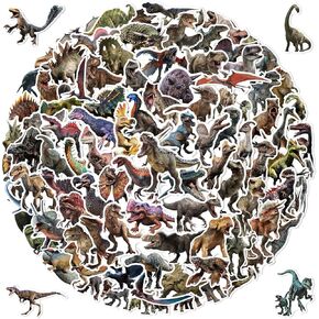 100pcs Jurassic Dinosaur Stickers for Lids, Cool Dino Waterproof Stickers for Boy Girl Children Water Bottle, Phone, Computer, Skateboard, Bike, Luggage, Notebook, Scrapbook