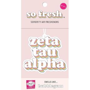Sorority Shop ZTA Retro Air Freshener - Zeta Tau Alpha Bubblegum Scented Air Freshener – Sorority Retro Design Air Freshener for Car or Dorm– Sorority Gift, Charm Paraphernalia