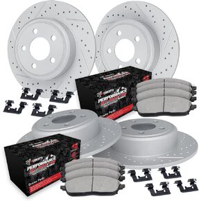 R1 Concepts Front Rear Brakes and Rotors Kit |Front Rear Brake Pads| Brake Rotors and Pads| Performance Off-Road Brake Pads and Rotors | Hardware Kit WBVH2-40002