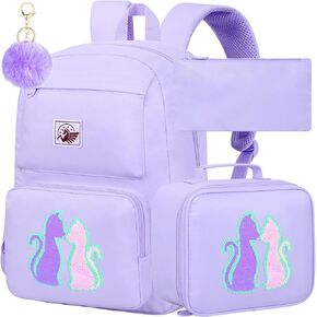 AGSDON 3PCS Backpack for Girls Set, Laptop College School Bookbag and lunch bog, Water Resistant Backpacks