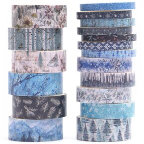 18 Rolls Seasons Flowers Washi Tape Set Floral Arts Adhesive Tapes Blooming Garden Decorative Masking Tape Sets for Craft, Kids, Scrapbook, DIY, Gift Wrapping (Spring)