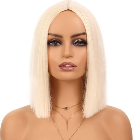 Pink Peekaboo Bob Wig with Bangs Short Straight Bob Wig for Women Shoulder Length Black and Pink Highlights Wig for Daily Party Use (12inch) in Kuwait