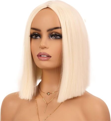 Pink Peekaboo Bob Wig with Bangs Short Straight Bob Wig for Women Shoulder Length Black and Pink Highlights Wig for Daily Party Use (12inch) in Kuwait